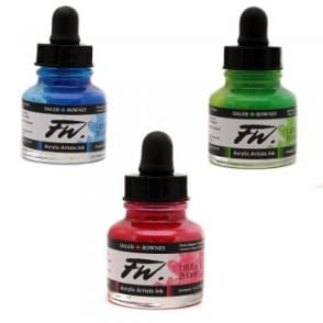 Daler-Rowney FW Acrylic Ink Set - Primary Colours | Himalaya Fine Art